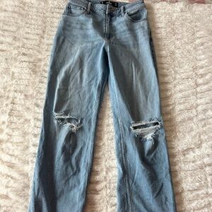 Hollister Light Blue Distressed Straight Leg Jeans
